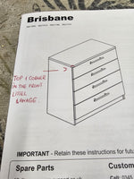 Home Brisbane 4 Drawer Chest White (B Grade)