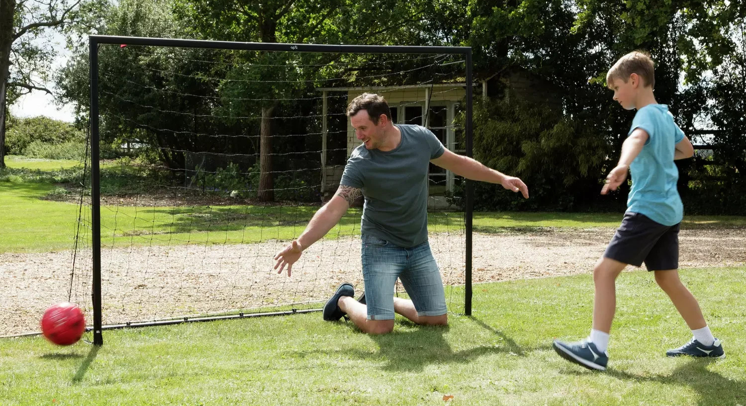 Opti 7 x 5ft Pro Metal Football Goal | Outdoor Garden Football Goal Post Set