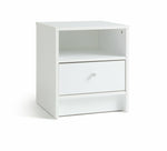 Home Malibu 1 Drawer Bedside Table White | Nightstand Compact Storage Furniture