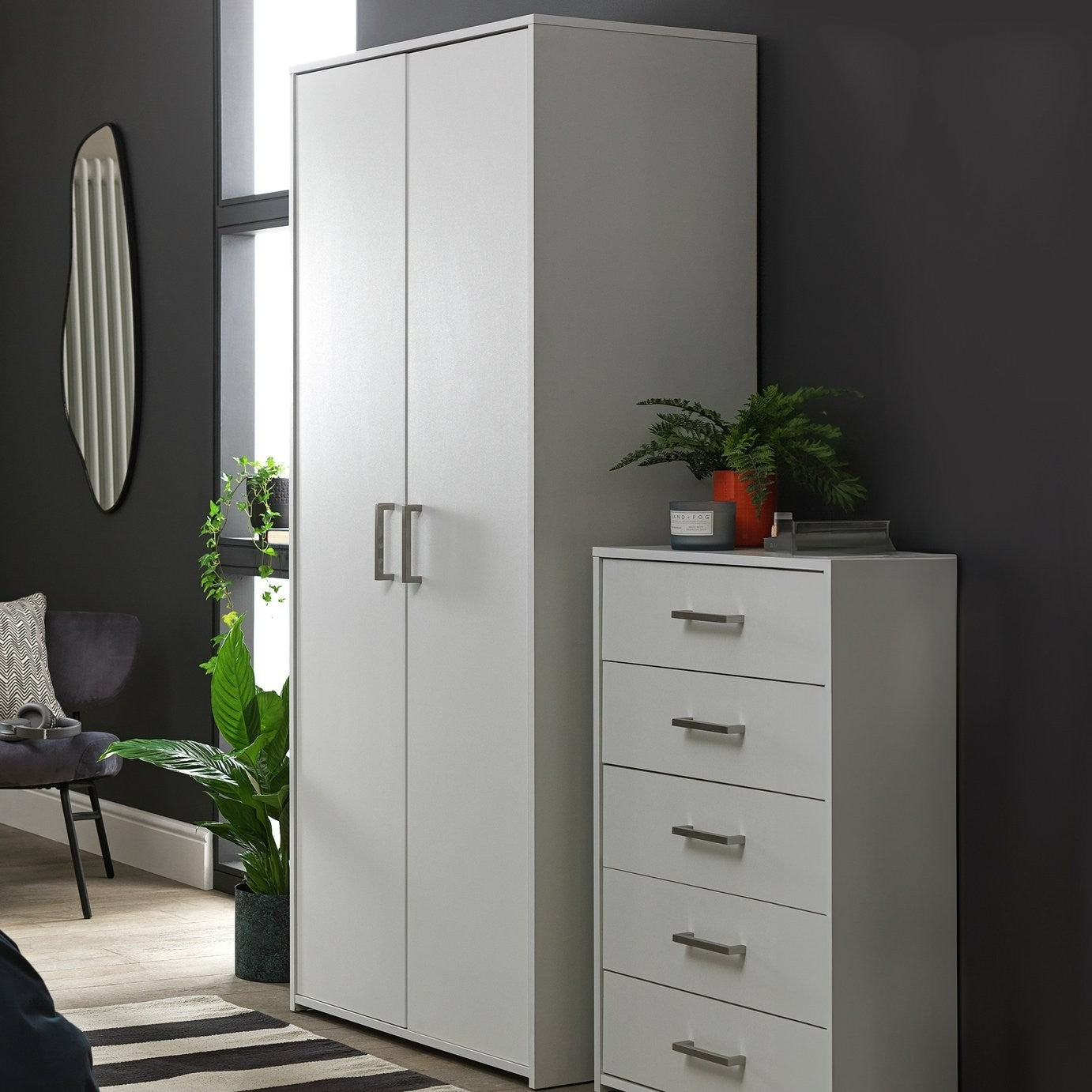Home Oslo 2 Door Wardrobe - White | Scandinavian Interior Style