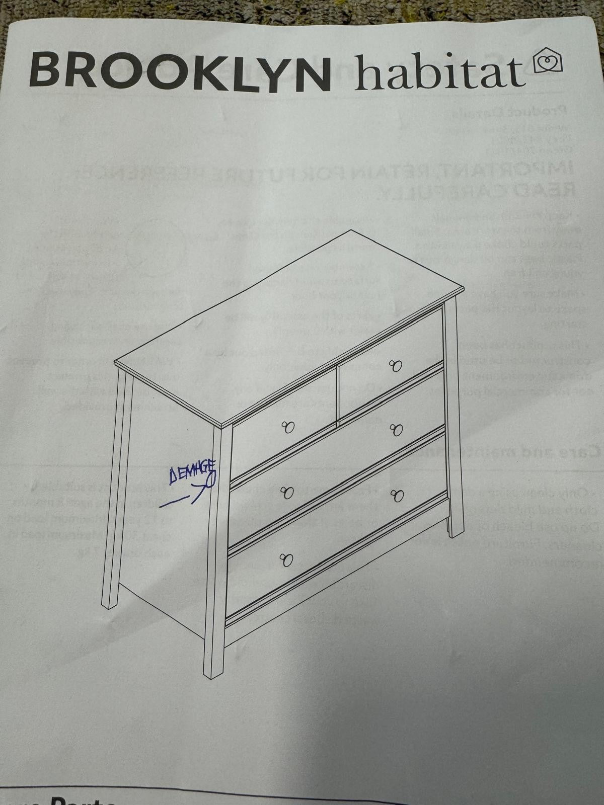 Brooklyn 4 Drawer Chest - Green (B Grade)