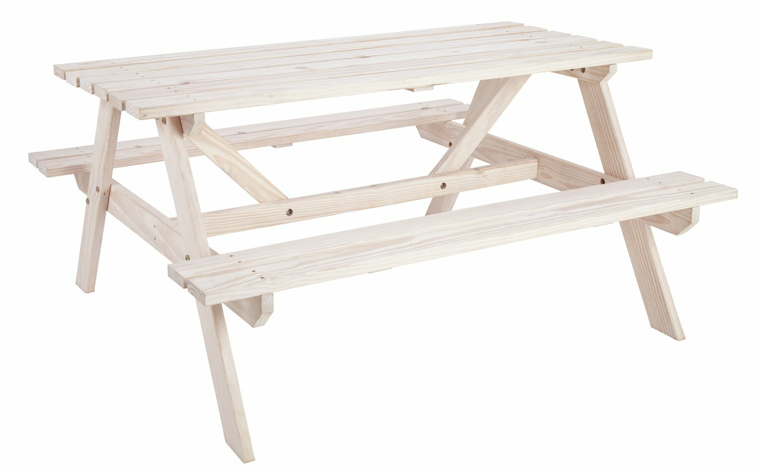 Home Wooden 4 Seater Picnic Table - White | Outdoor Patio Furniture for Backyard