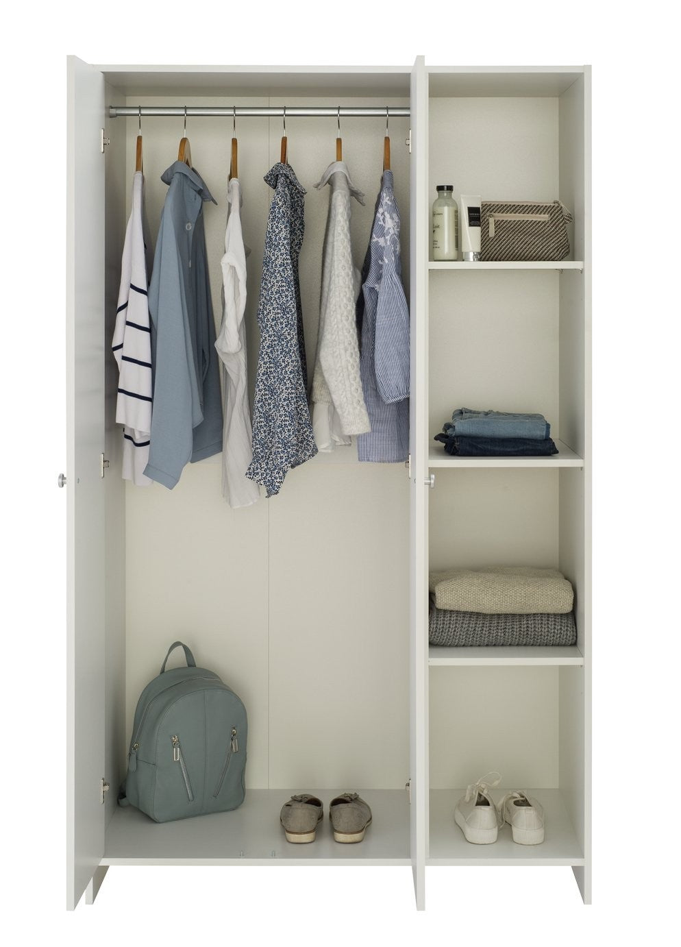 Home Seville 2 Door Open Shelf Wardrobe - White ( B Grade )