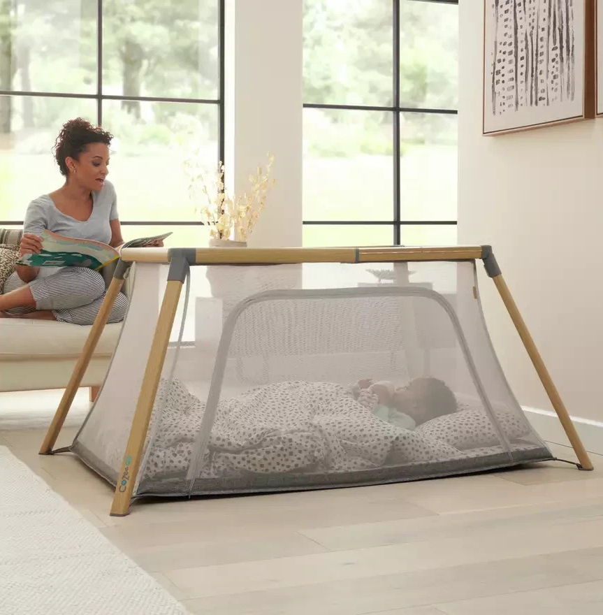 Tutti Bambini CoZee Go Crib Oak Charcoal | Portable Baby Bed & Travel Crib