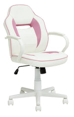 Faux Leather Mid Back Gaming Chair - White & Pink
