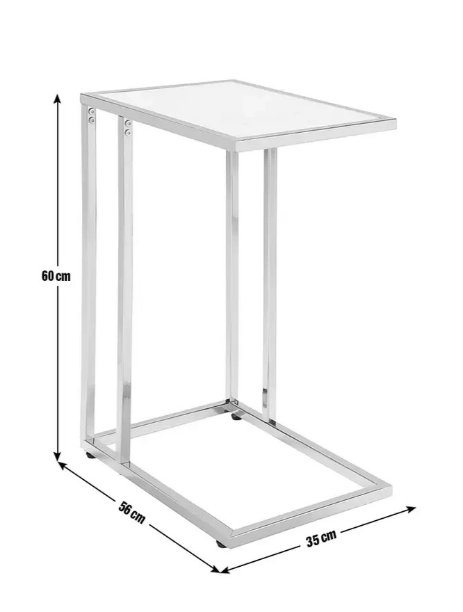 Boutique C Shaped Table Marble Effect | Side Table Sofa End Table Furniture