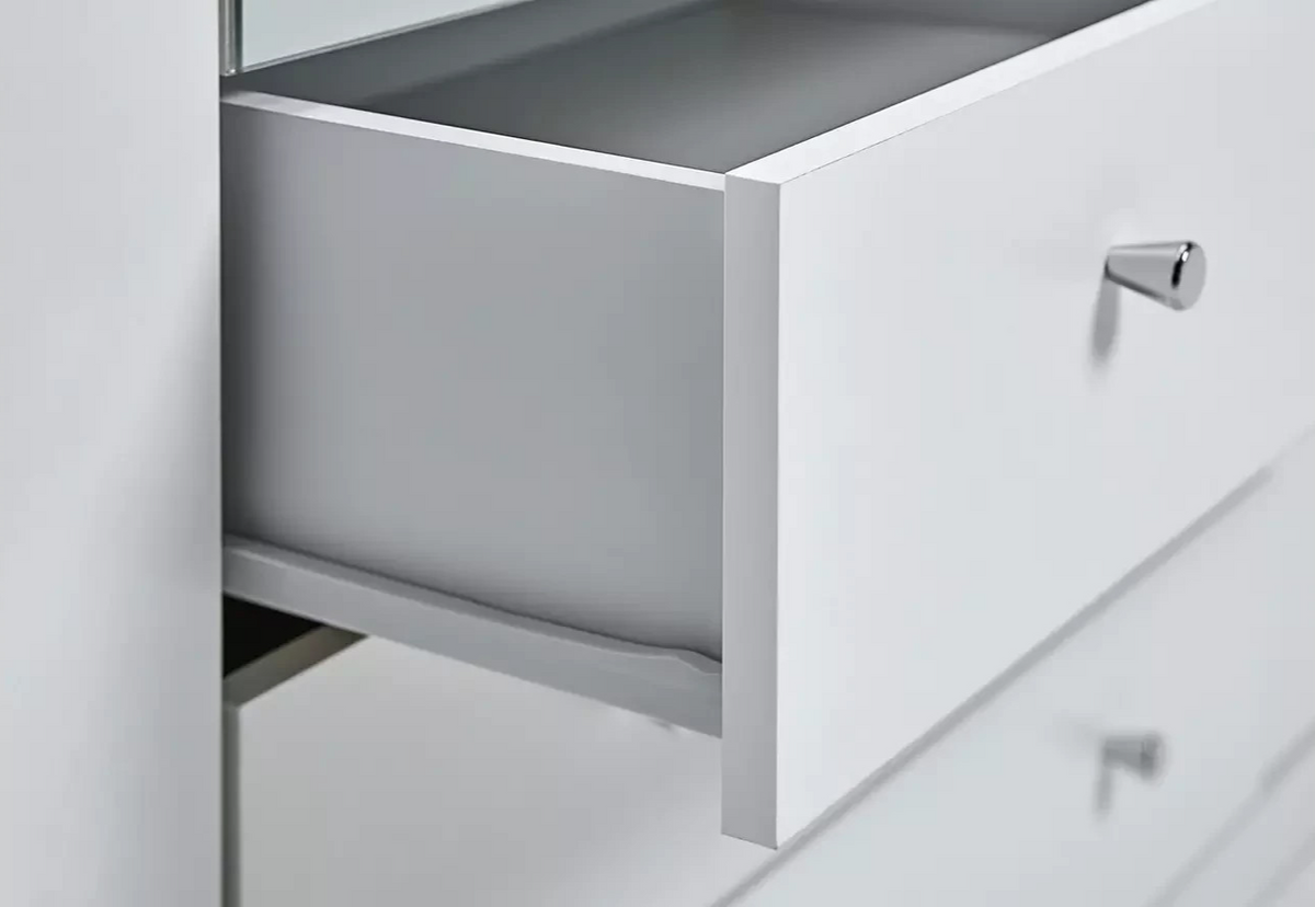 Home Malibu 4 Door 3 Drawer Mirror Wardrobe - White