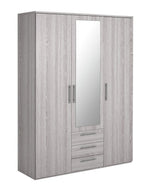 Home Brisbane 3 Door 3 Drawer Wardrobe – GreyOak (B Grade)