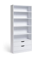 Compton 2 Drawer Bookcase - White | Space Saving Display Solution
