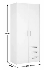 Oldham 2 Door 3 Drawer Wardrobe - Walnut ( B Grade )