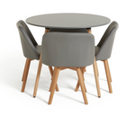 Habitat Quattro Modern Round Dining Table and 4 Chairs Grey Faux Leather Kitchen