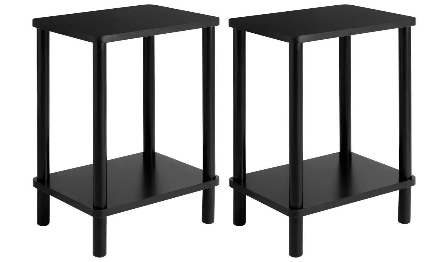 Home Andrea Set of 2 Bedside Tables Black | Bedroom Nightstand Furniture Set