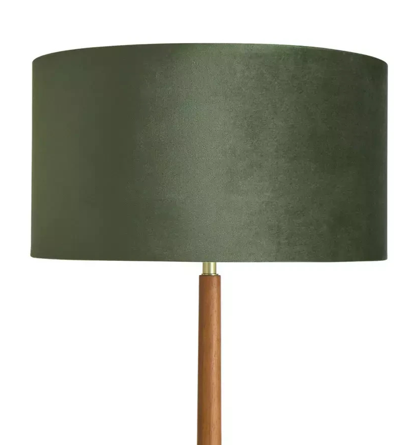 Tapered Wood Floor Lamp Walnut & Green | Modern Standing Floor Light Lighting