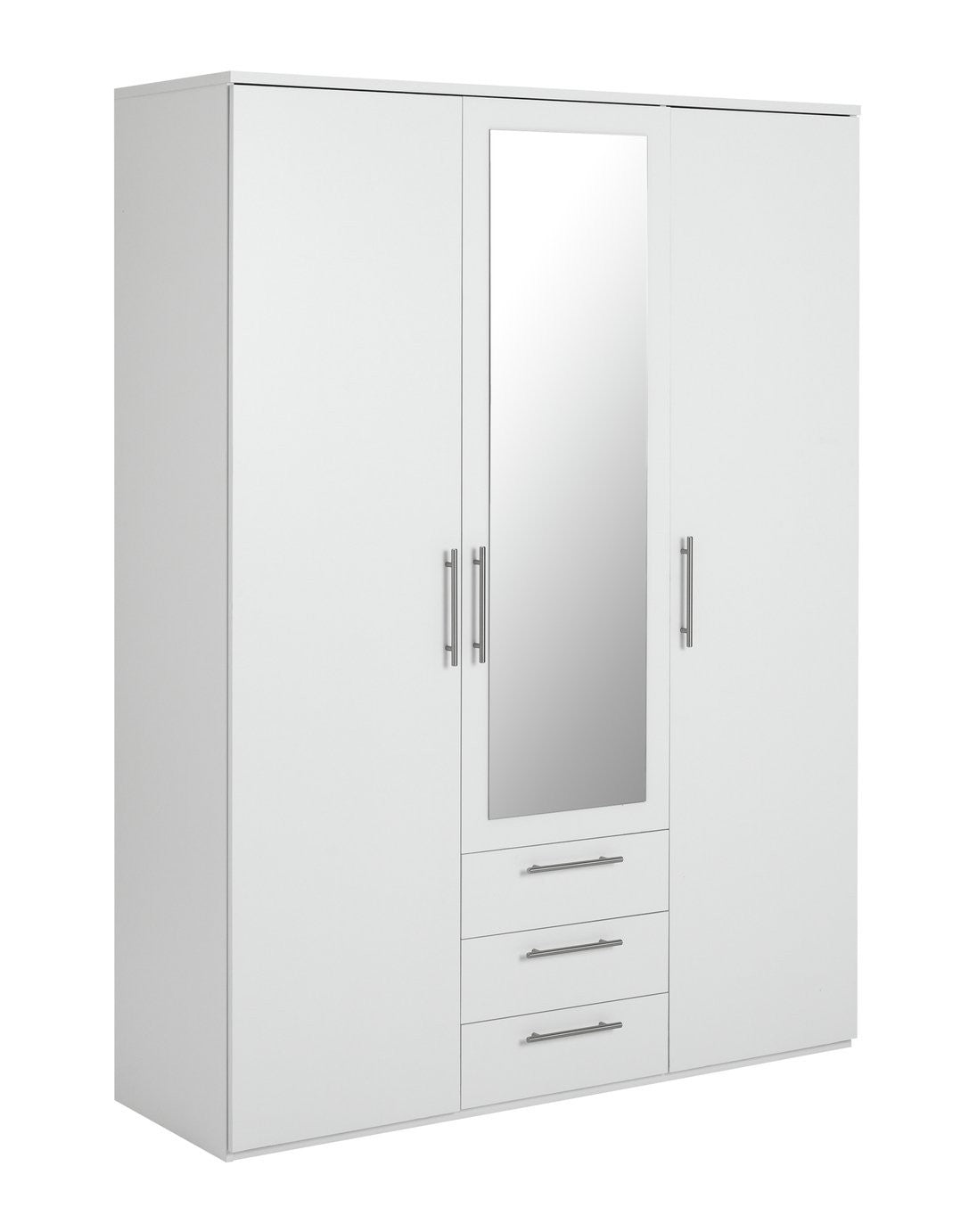 Home Brisbane 3 Door 3 Drawer Wardrobe - White | Sleek Neutral Aesthetic