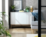 Zander Textured Large Sideboard -White | Modern Living Storage