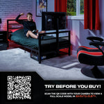 X Rocker BaseCamp TV and Gaming Bed Frame - Black | Modern Tech Bedroom