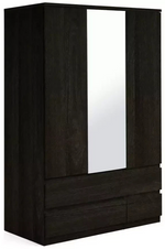 Jenson 3 Door 4 Drawer Mirror Wardrobe - Black (B Grade)