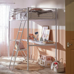 Riley High Sleeper Metal Bed Frame & Desk-White | Teen Bedroom High Sleeper Bed