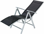 Home Malibu Folding Recliner Garden Chair Black | Outdoor Patio Relaxing Lounger