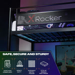 X Rocker HQ RGB LED Gaming High Sleeper Bed with Desk- Black | Integrated Study