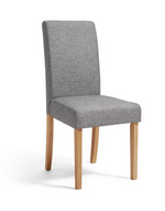 Pair of Tweed Mid Back Dining Chairs - Grey Oak