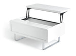 Home Sleigh Gloss Gas Lift Coffee Table - White | Practical Lift Mechanism