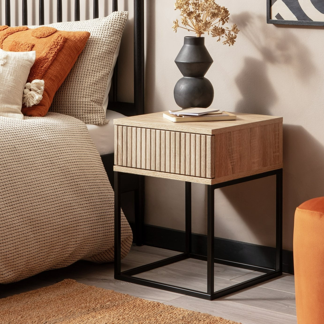 Digby 1 Drawer Bedside Table - Oak | Small Space Storage