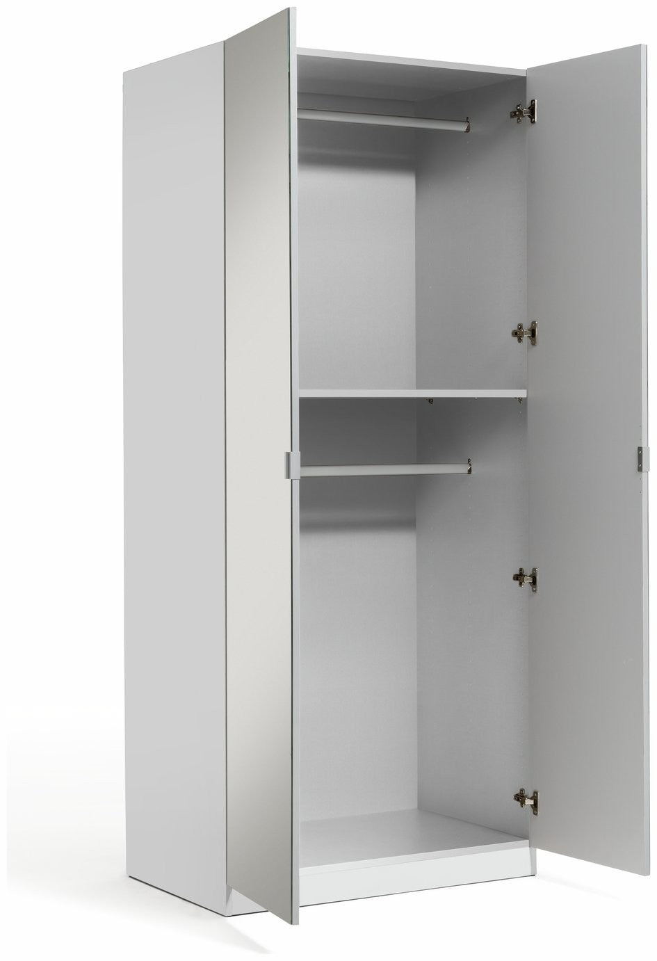 Munich 2 Door Mirror Wardrobe - White | 2 door mirror wardrobe
