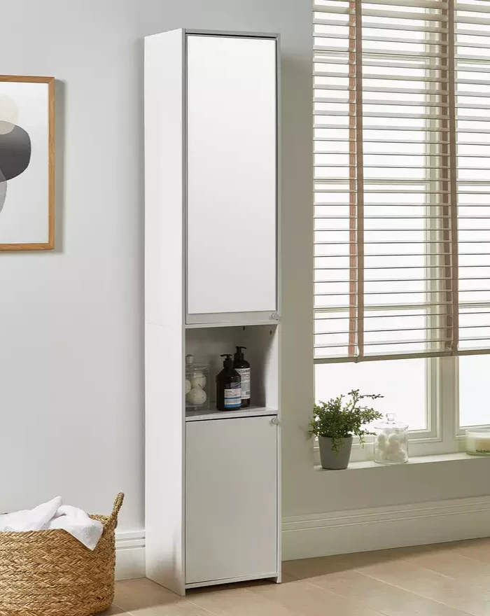 Home Prime Mirrored Tallboy White | Bedroom Storage Mirror Chest Unit