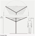 Brabantia Essential 30m 3 Arm Rotary Airer with Ground Tube