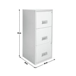 Pierre Henry 3 Drawer A4 Filing Cabinet - Silver & White | Metal filing cabinet