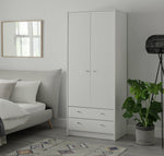 Malibu 2 Door 2 Drawer Wardrobe - White | Spacious Cupboard