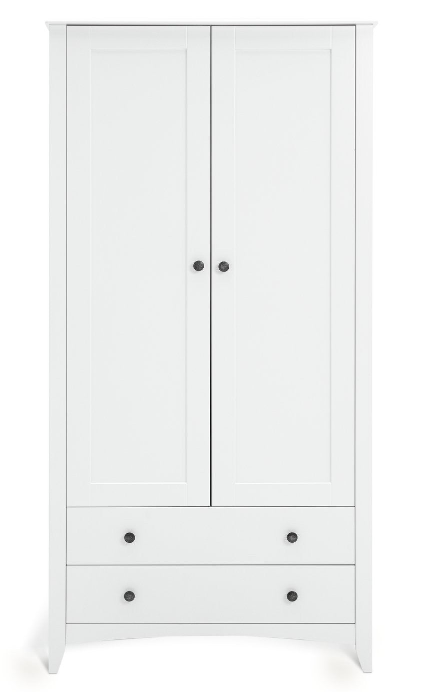Minato 2 Door 2 Drawer Wardrobe - White | compact white wardrobe