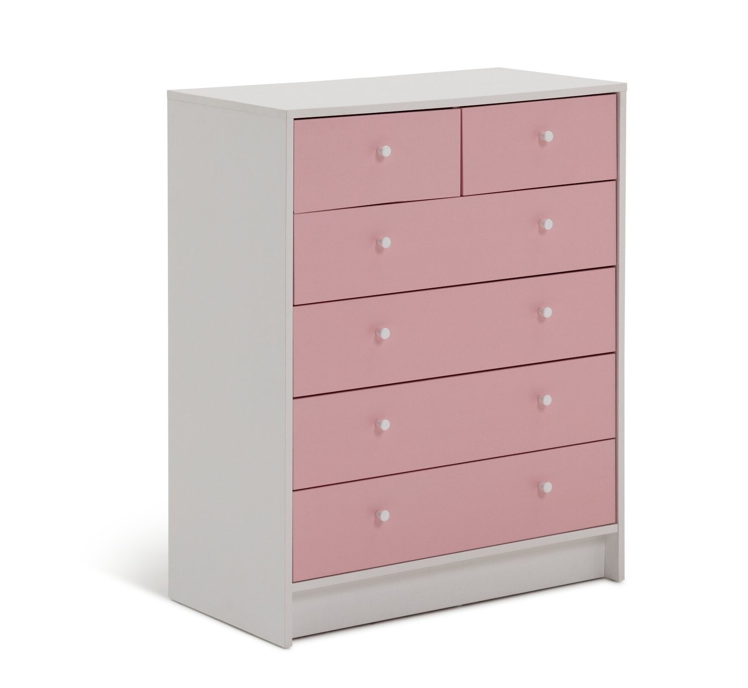 Kids Malibu 6 Drawer Chest - Pink & White ( B Grade 44700 - 44712 )