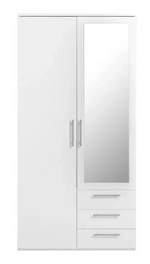 Home Brisbane 2 Door 3 Drawer Mirror Wardrobe - White ( B Grade )