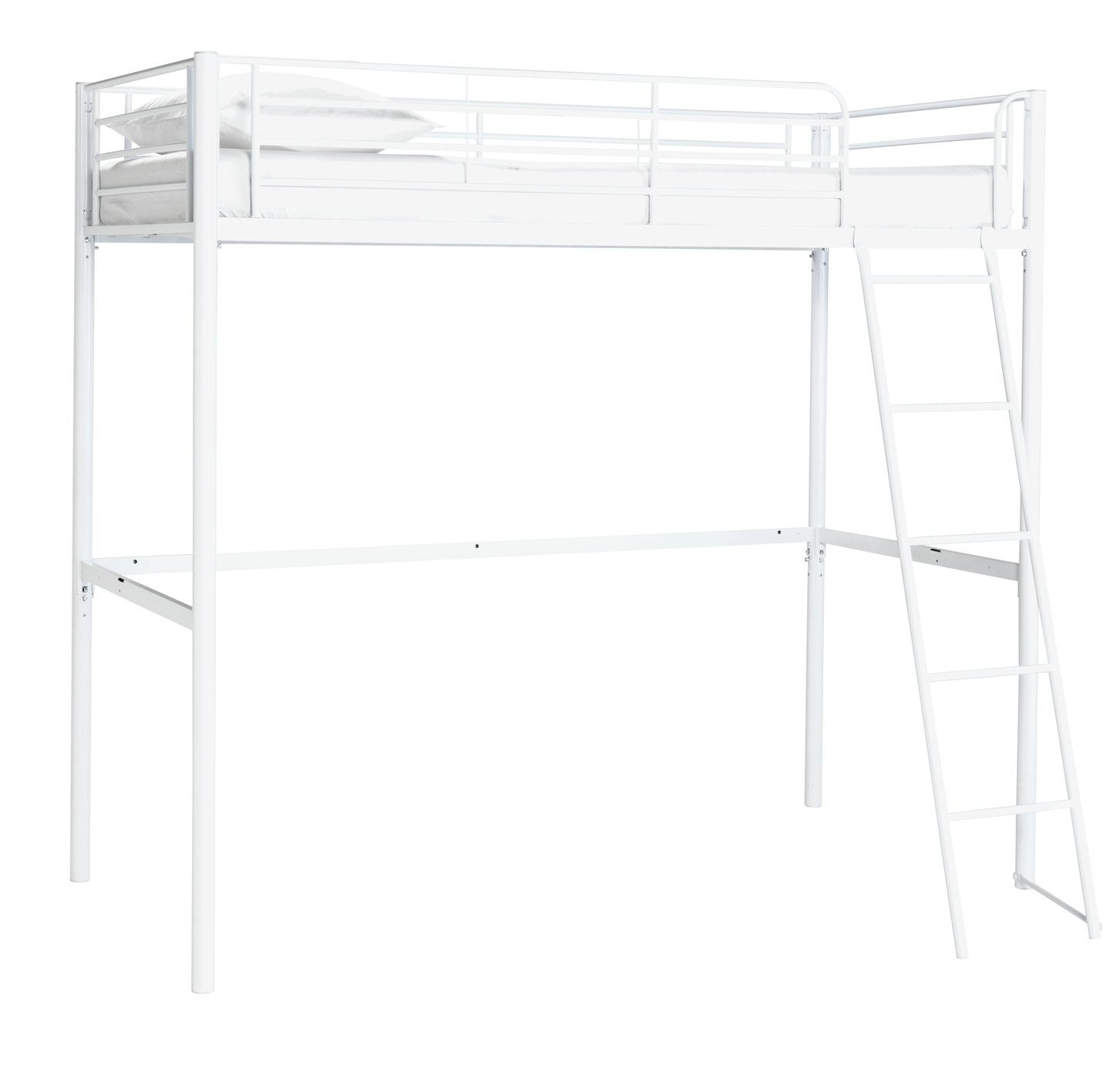 Home Riley High Sleeper Metal Bed Frame - White | Modern Teen Interior