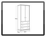 Kensington 2Dr 3Drw Wardrobe - Grey & Oak Effect | Modern wardrobe