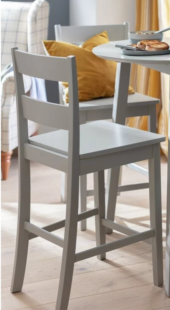 Home Chicago Pair of Bar Stools Grey | Kitchen Breakfast Bar Chairs Furniture