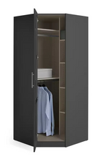 Munich Panelled Corner 1 Door Wardrobe Anthracite | Space Saving Bedroom Storage