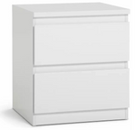 Home Jenson 2 Drawer Bedside Table - White Gloss | Bedroom Storage Nightstand
