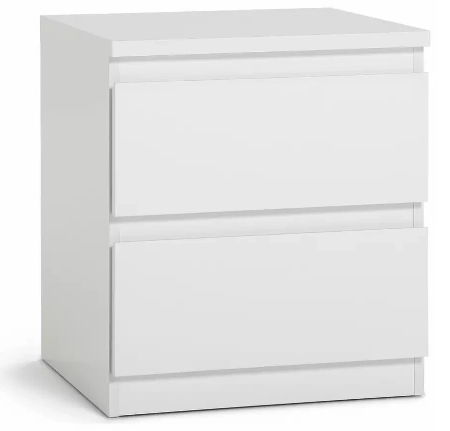 Home Jenson 2 Drawer Bedside Table - White Gloss | Bedroom Storage Nightstand