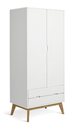 Pimlico 2 Door 2 Drawer Wardrobe - White | Slim wardrobe for small rooms