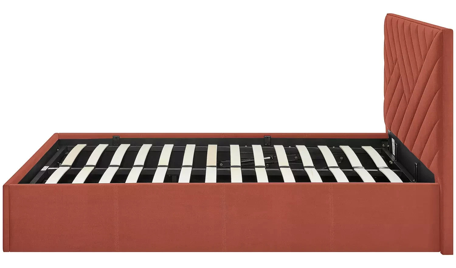 Home Luca Kingsize End Lift Ottoman Bed Burnt Orange | Storage Bed Frame Bedroom