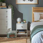 Home Seville 1 Drawer Bedside Table - White | Nightstand Storage for Bedroom Use