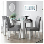 Home Pair of Tweed Fabric Dining Chairs - Grey | Soft Textured Upholstery
