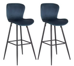 Habitat Etta Pair of Velvet Bar Stool - Blue
