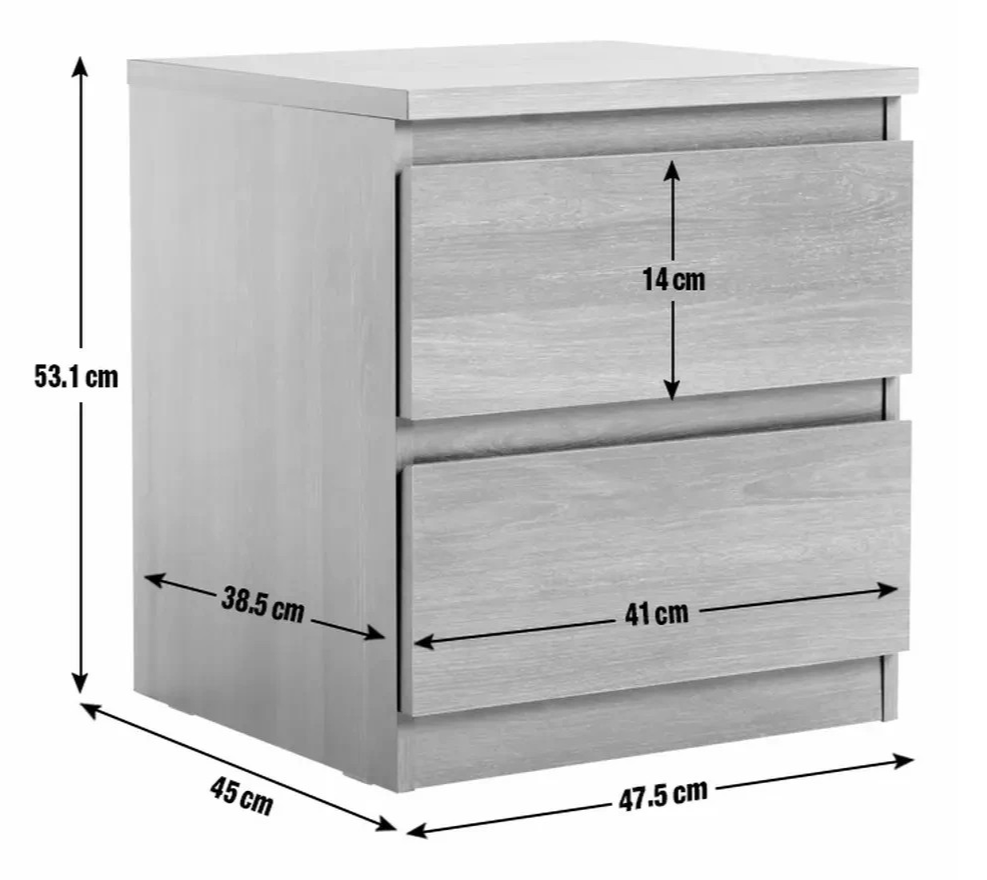 Home Jenson 2 Drawer Bedside Table Black Oak Effect | Bedroom Storage Nightstand
