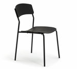 Stella Round Modern Dining Table and 2 Black Chairs 80cm - Wood Effect