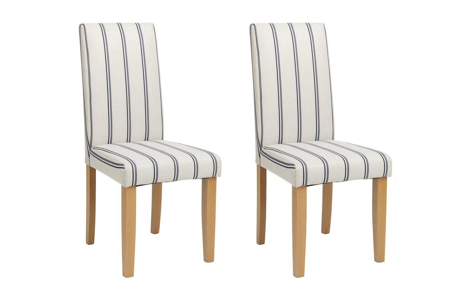 Midback Pair of Stripe Dining Chair- White & Blue | Cozy Fabric Comfort