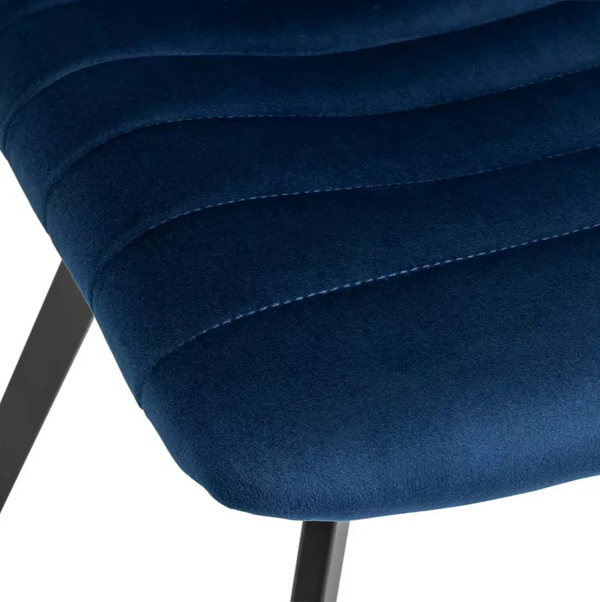 Home Keaton Pair of Velvet Dining Chairs Dark Blue | Modern Dining Chair Set